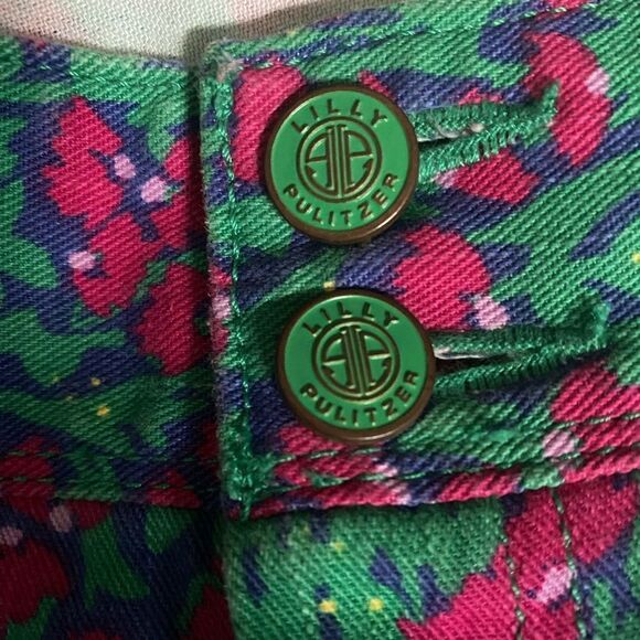 Lilly Pulitzer Worth Skinny Mini Jeans Green & Pink Floral Women’s Size 2 - Picture 8 of 9